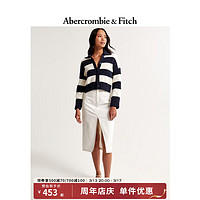 ABERCROMBIE & FITCH女装 24春美式时尚休闲洋气毛衣翻领气质针织衫KI150-4134 海军蓝条纹 XS (160/84A)