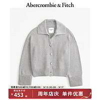 ABERCROMBIE & FITCH女装 24春美式时尚休闲洋气毛衣翻领气质针织衫KI150-4134 灰色 XL (170/112A)