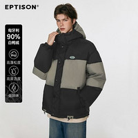 EPTISON 衣品天成 字母贴标拼色连帽羽绒服男女同款