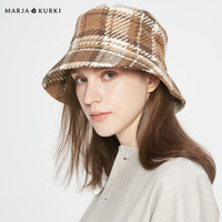 玛丽亚.古琦（玛丽亚古琦 MARJA KURKI）时尚格纹渔夫帽女混纺防风修脸盆帽女随风且从容 6OO150479米咖