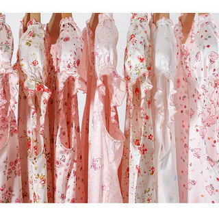 美标真丝睡裙女性感春夏100%桑蚕丝绸短袖丝绸卡通可外穿睡衣家居服 -7粉色 XL(170)