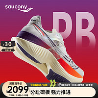 Saucony索康尼啡翼跑鞋男24年春夏全掌碳板跑鞋专业马拉松竞速跑步鞋 白红 43