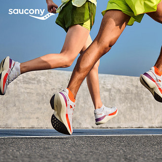 Saucony索康尼啡翼跑鞋男24年春夏全掌碳板跑鞋专业马拉松竞速跑步鞋 白红 46