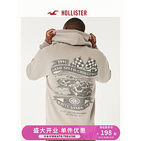 HOLLISTER春夏美式宽松抓绒图案长袖帽衫卫衣男女装 355915-1 浅棕色 S (175/92A)