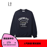 :CHOCOOLATE it 款圆领卫衣2024春季潮流趣味印花LSWU250 NYX/藏青色 2XL