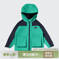 保姆鹅 儿童户外服男童女童宝宝防风防水外套中大童加绒登山服春秋 高尔夫绿 130