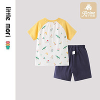 little mori小森林儿童短袖套装短袖内衣两件装家居服套装夏 柠檬黄 110cm