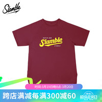 SLAMBLE 速干美式字母印花运动T恤 酒红 L