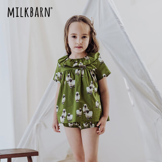 Milkbarn2024女童短袖套装婴幼儿洋气衣服女宝夏季纯棉童装 黑脸小羊羔 80cm
