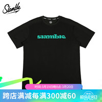 SLAMBLE夏季篮球印花短袖t恤男女百搭圆领宽松纯棉潮牌半袖衫 黑色 2XL