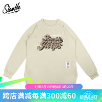 SLAMBLE秋冬字母印花运动长袖t恤男速干透气美式投篮服上衣潮 米杏 L