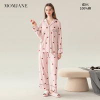 Mom Jane秋衣秋裤套装睡衣春夏季薄款月子服哺乳衣产后喂奶家居服纯棉 粉印樱桃套装 M