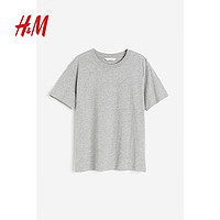 H&M 女装T恤2024春季简约休闲时尚圆领短袖上衣内搭0963662 混浅灰色097 170/104A