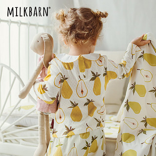 Milkbarn2024儿童长袖T恤宝宝春夏纯棉上衣女童打底外出童装 梨 100cm