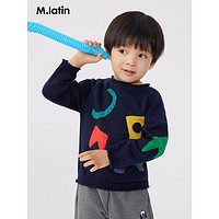 M.Latin/马拉丁童装儿童针织衫23冬装男童小童贴布毛衣 藏青 100cm