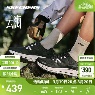 SKECHERS 斯凯奇 云海 2024春男女款户外徒步鞋登山缓震运动鞋180054 女款-黑色/白色/BKW 36.5