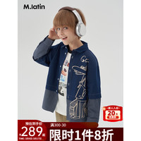 M.Latin/马拉丁童装儿童24春男大童拼接印花肌理感长袖牛仔衬衫 牛仔蓝 120cm