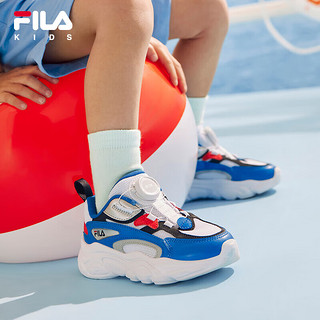 FILA 斐乐 儿童童鞋2024夏季小童男童跑步鞋儿童复古跑鞋 厚呢蓝-PC 28码(内长17.5cm)