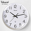 天王星（Telesonic）挂钟客厅钟表2024家用自动对时电波钟万年历温度时钟表挂墙 白色直径35CM（14英寸）