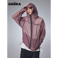 古由卡（GUUKA）潮牌户外出行双面穿风衣男春夏潮 轻盈高效防晒外套百搭宽松 酱紫G60666 XL