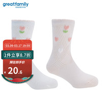歌瑞家(greatfamily)儿童袜子2024春季长袜婴儿袜潮袜中筒袜棉混纺2双装乐友 女款【粉+白】 0-6个月