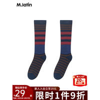 M.Latin/马拉丁童装儿童袜子24春女童配饰精梳棉拼色条纹长筒袜 红色条 120