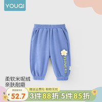 优奇女童裤子春秋装2024花园裤小童长裤女宝宝外穿休闲长裤早春季 蓝色 80cm