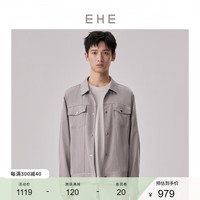 EHE男装 2024春季新款莱赛尔分割口袋垂感休闲时尚通勤夹克男 灰色,尺码：