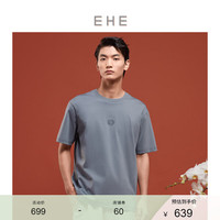 EHE男装 2024春季新款云纹玉龙图案厚板胶印时尚宽松短袖T恤男