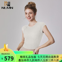 NLMN瑜伽上衣女短袖普拉提专业训练紧身显瘦跑步运动衣 米白色 S