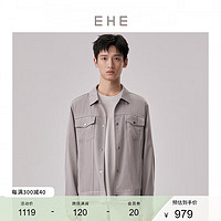EHE男装 2024春季莱赛尔分割口袋垂感休闲时尚通勤夹克男 灰色,尺码：2XL