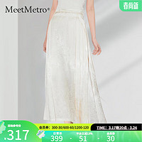 MeetMetro玛依尔国风马面裙女2024春改良汉服提花日常半身裙 白色 L