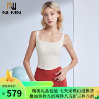 NLMN一体式胸垫运动背心女跑步内衣防震聚拢训练瑜伽文胸夏季 奶白色 M