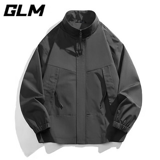 GLM品牌夹克外套男士秋冬季潮流立领时尚舒适耐磨抗皱 深灰 XL(140斤-160斤)