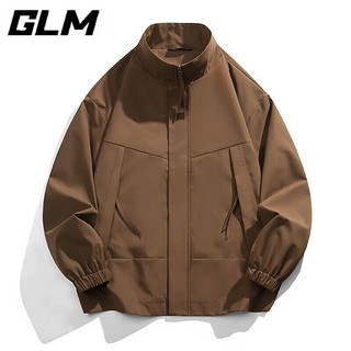 GLM品牌夹克外套男士秋冬季潮流立领时尚舒适耐磨抗皱 深咖 M(100斤-125斤)
