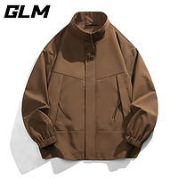 GLM品牌夹克外套男士秋冬季潮流立领时尚舒适耐磨抗皱 深咖 3XL(180斤-210斤)