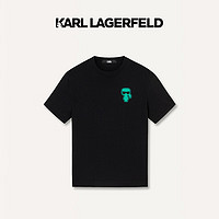 Karl Lagerfeld卡尔拉格斐2024春夏款KL刺绣T恤老佛爷241N2012 黑色 50