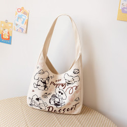 青妮美2024新款帆布包女手提包时尚外出大容量大学生通勤包斜挎手提