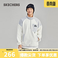 SKECHERS 斯凯奇 外套针织户外休闲运动翻领保暖衣L423M082 棉花糖白/0074 M