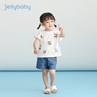 JELLYBABY 女童套装2024夏季花边圆领立体樱桃装饰