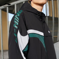 lining李宁荷叶风衣男春季新款外套美式复古薄款户外连帽防风运动服