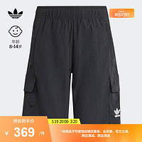 adidas 阿迪达斯 工装风运动短裤男大童夏季阿迪达斯三叶草IT5437 黑色 134CM