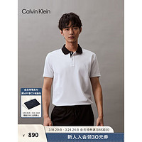 Calvin Klein Jeans24春夏男士珠地网眼刺绣撞色翻领短袖POLO衫J326334 YAF-月光白 XL