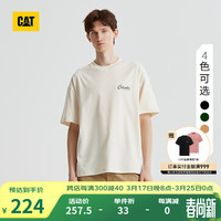 卡特彼勒CAT卡特23夏新款男士户外休闲复古印花时尚宽松版凉感圆领短袖T恤