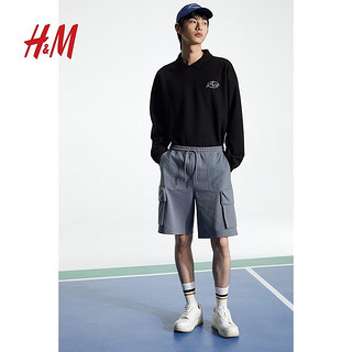 H&M2024春季男装时尚休闲百搭宽松版有领卫衣1214778 白色/Pick 165/84A XS