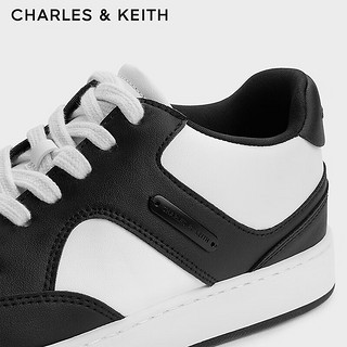 CHARLES&KEITH24春季CK1-70900502简约时尚系带运动鞋小白鞋 Black黑色 35