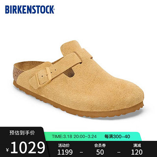BIRKENSTOCK软木拖鞋女款时尚平底包头拖鞋Boston系列 棕黄色/拿铁棕窄版1027752 39