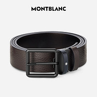 MONTBLANC 万宝龙 男士方形针扣黑色棕色腰带 35毫米 131187