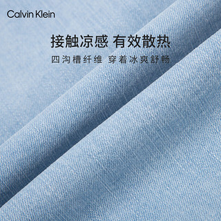 Calvin Klein Jeans24春夏男士休闲宽松微弹水洗凉感软壳款牛仔短裤J326328 1AA-牛仔浅蓝 33