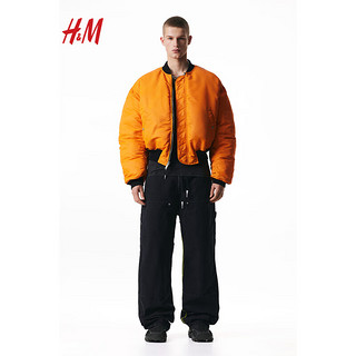 H&M【H2合作系列】男装休闲裤2024春季休闲帆布工装裤1226198 黑色 170/82A